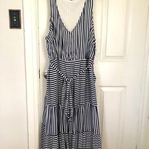 Navy Blue/White striped summer dress